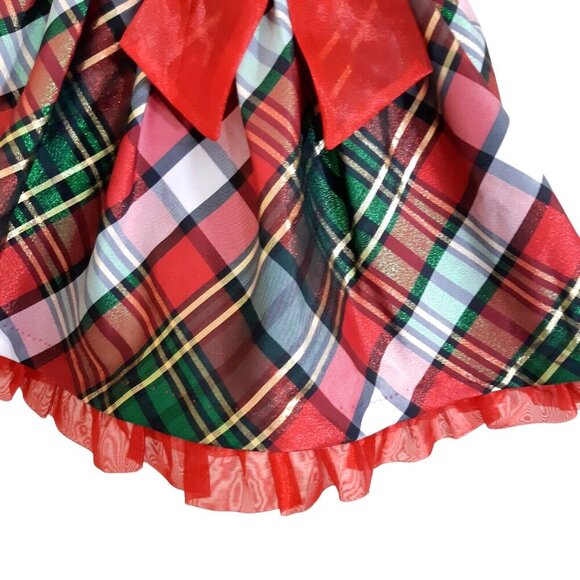 Iris and Ivy Girls 12M Red Green Black Gold Plaid Christmas Dress Shimmer Party - Picture 3 of 6